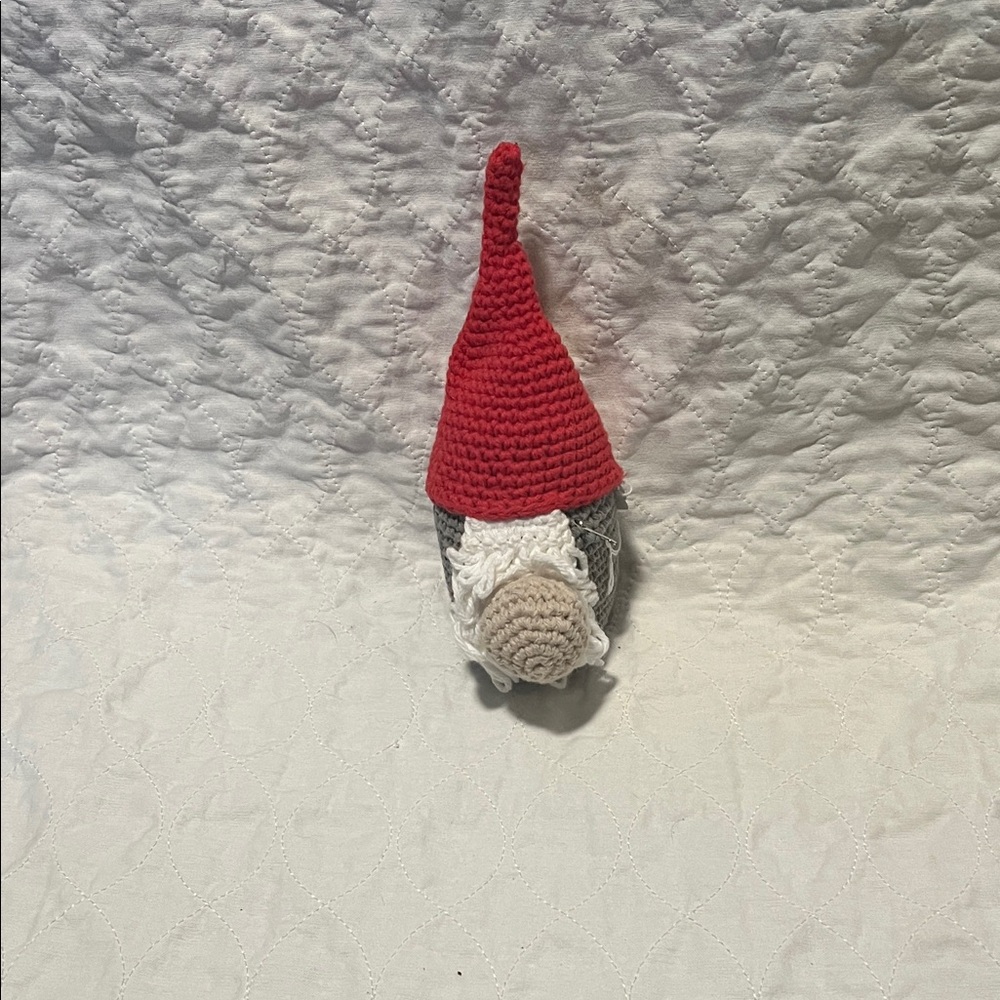Handmade Crochet Gnome Hat Accent - Red, Gray, White, Beige